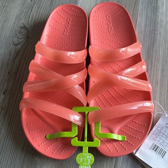 NWT Crocs Women's Splash Strappy Sandals, Neon Watermelon, 9, Women 9 - Picture 7 of 8